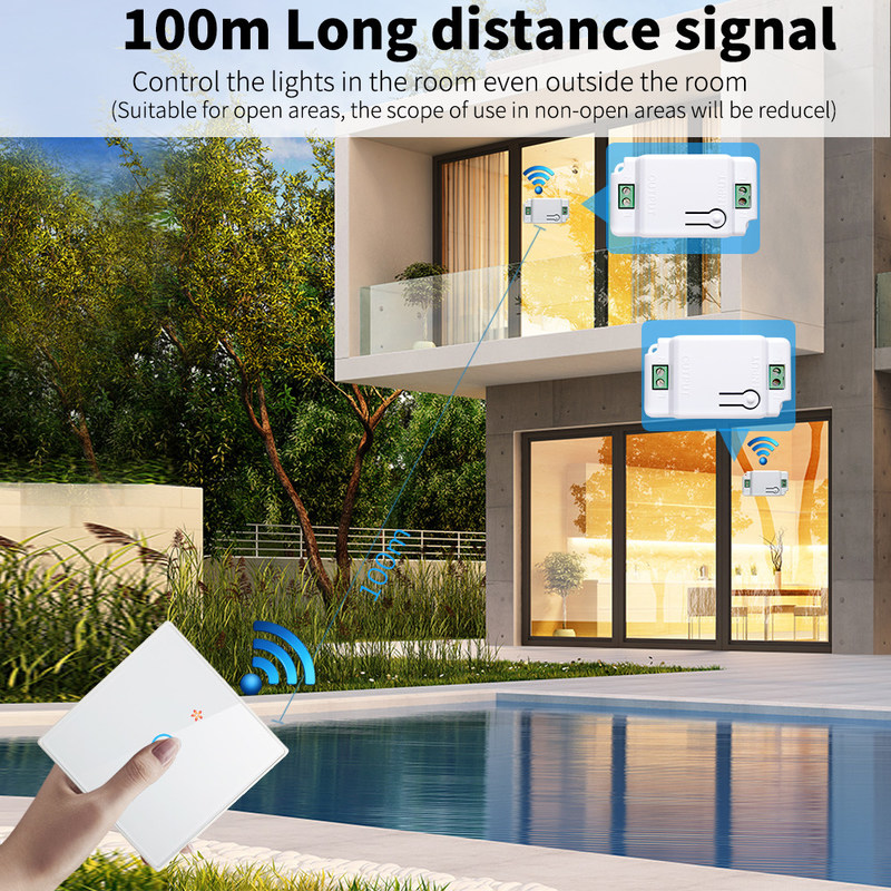 Wireless Touch Wandschalter Sets RF433 1gang Luxus Glas Panel Fernbedienung Schalter Licht Unterstützung Sprachsteuerung