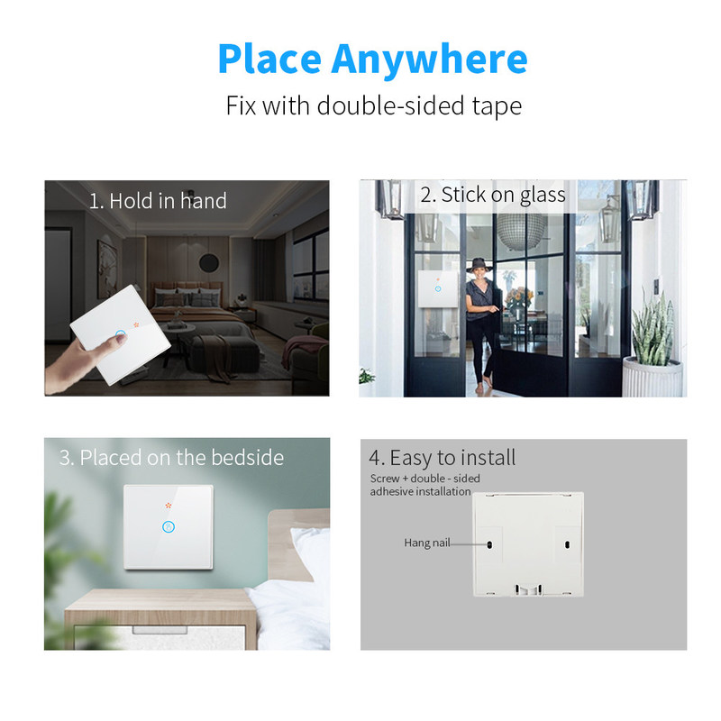 Wireless Touch Wandschalter Sets RF433 1gang Luxus Glas Panel Fernbedienung Schalter Licht Unterstützung Sprachsteuerung
