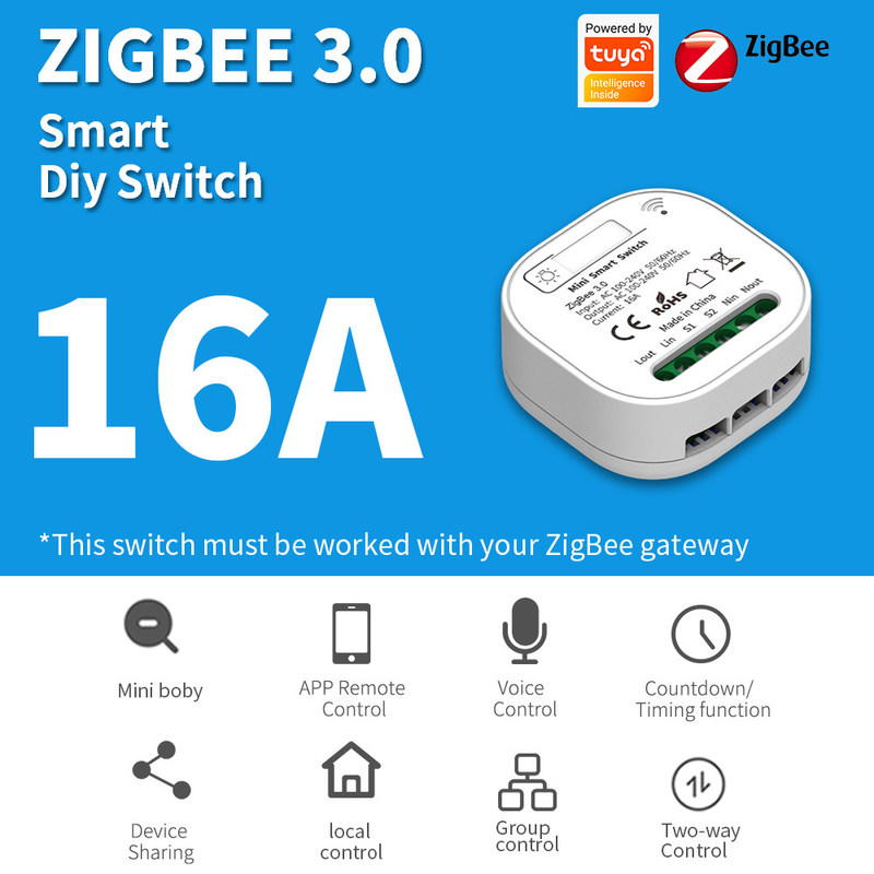Smart Home Automation Fernleuchtschalter 16A Breaker Modul Tuya Smart Timer Wandlicht Schalter Unterstützung Sprachsteuerung