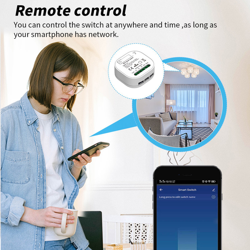 Smart Home Automation Fernleuchtschalter 16A Breaker Modul Tuya Smart Timer Wandlicht Schalter Unterstützung Sprachsteuerung