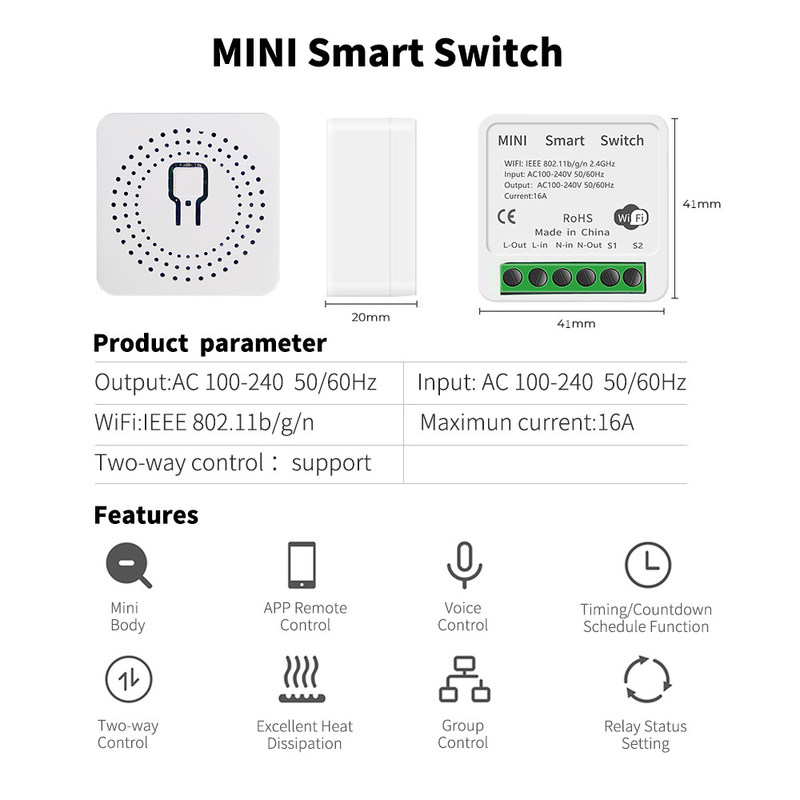 Schalter-intelligentes Unterbrecher-Modul-Smart-Leben APPfernsteuerungsschalter-Sprachrelais-Timer Tuya 16A 10A Wifi
