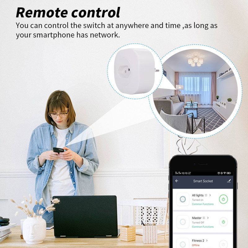 Sockel-Steckdose-Brasiliens Tuya WIFI Smart intelligenter Boden-Standardsockel 16A 220V 127V 50Hz