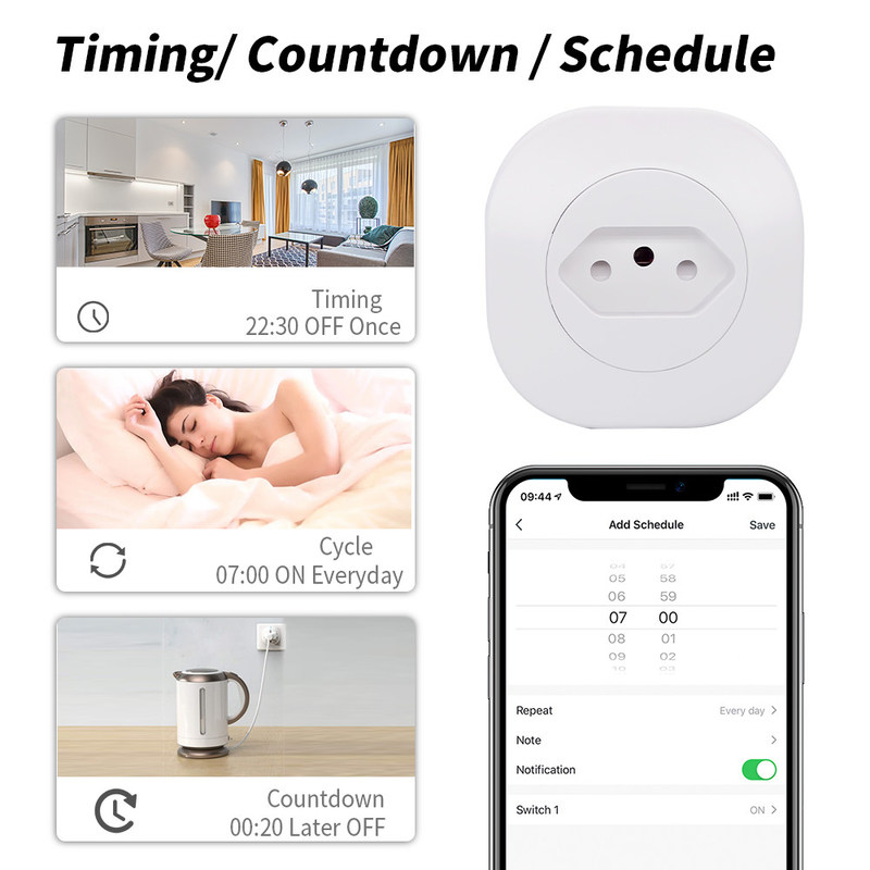 Sockel-Steckdose-Brasiliens Tuya WIFI Smart intelligenter Boden-Standardsockel 16A 220V 127V 50Hz