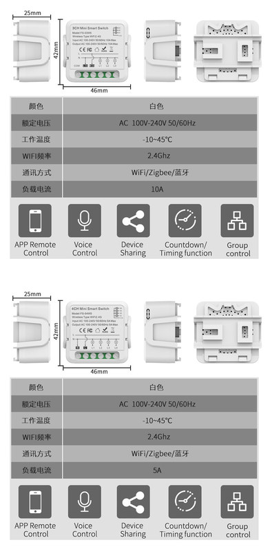 Wifi-Smart-Switches Fernsteuerung und Sprachsteuerung mit Planung und Automatisierung, Energieüberwachung, einfache Installation und Einrichtung,