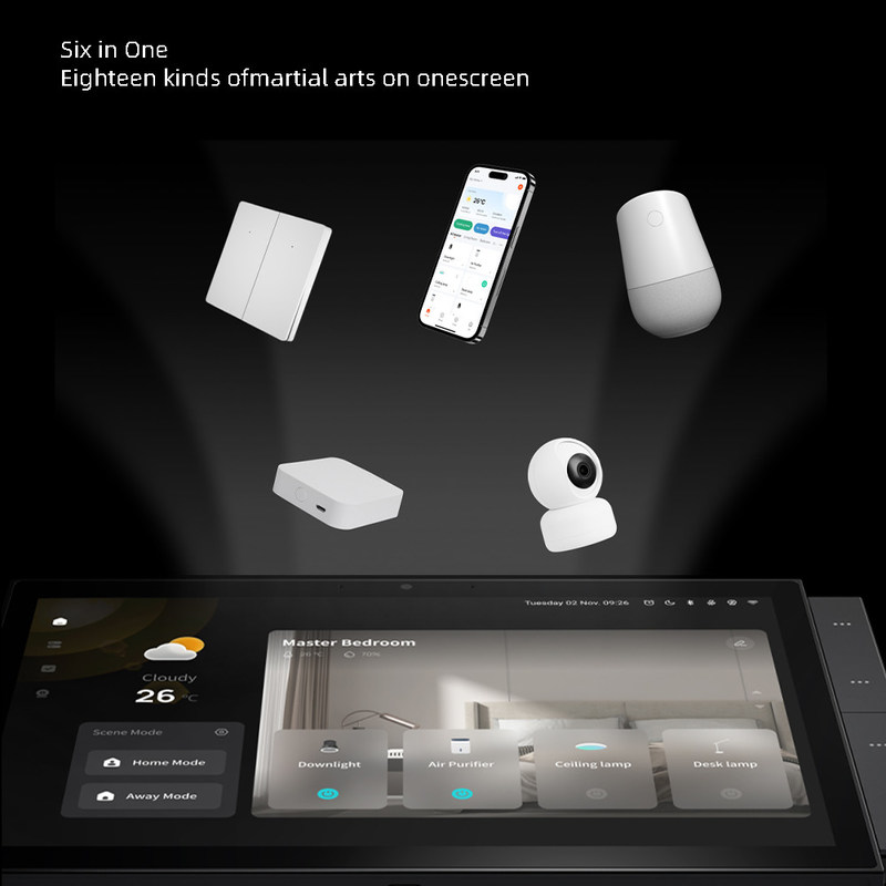 10 Zoll Wifi Smart Home Touchscreen Panel Mehrfachprotokolle Drahtlose Fernbedienung Steckdose eingebaute Sprachsteuerung
