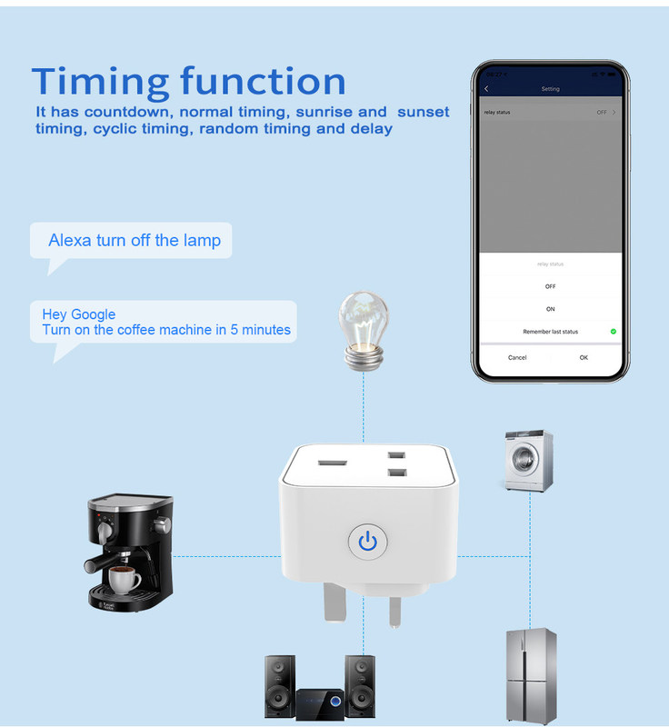tuya wifi Smart Socket Fernsteuerung & Stimme Stecker mit Planung und Automatisierung Funktionen unterstützen Alexa Sprachsteuerung
