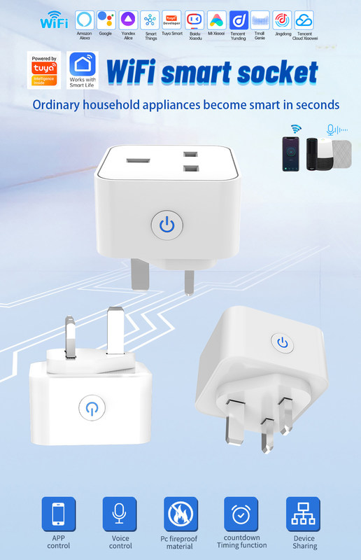 tuya wifi Smart Socket Fernsteuerung & Stimme Stecker mit Planung und Automatisierung Funktionen unterstützen Alexa Sprachsteuerung