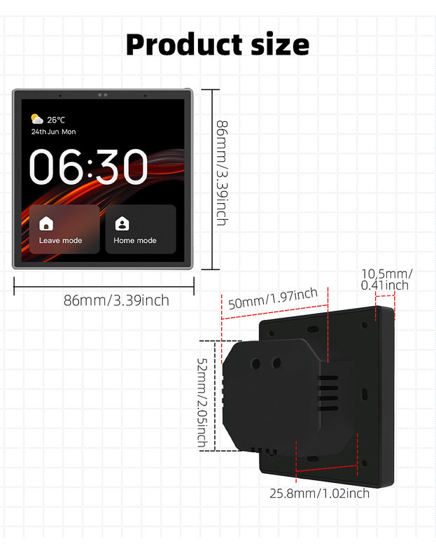 Breite Reichweite Smart Display Controller Smart Home Touchscreen Panel Mehrere Protokolle Funktion eingebaute Vice-Funktionen