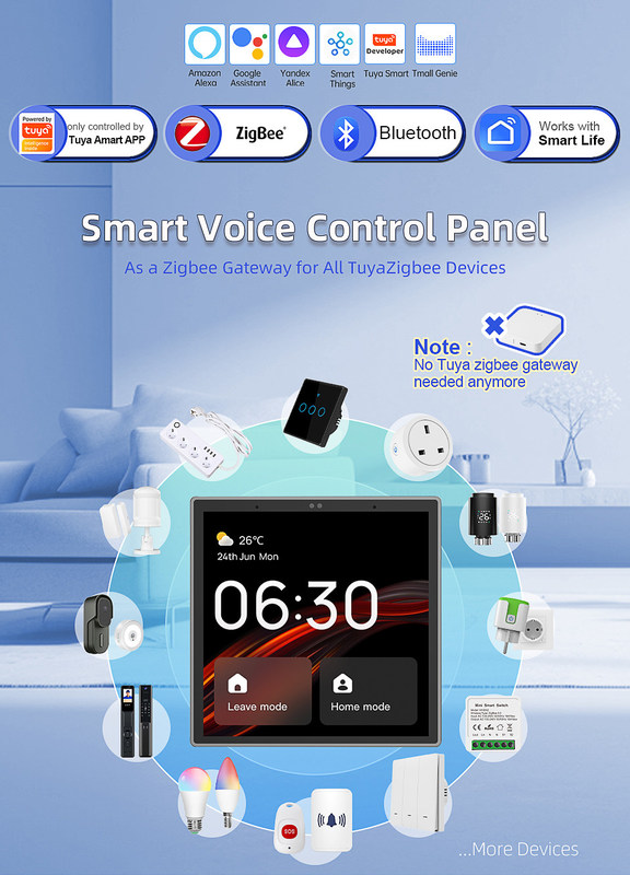 Breite Reichweite Smart Display Controller Smart Home Touchscreen Panel Mehrere Protokolle Funktion eingebaute Vice-Funktionen