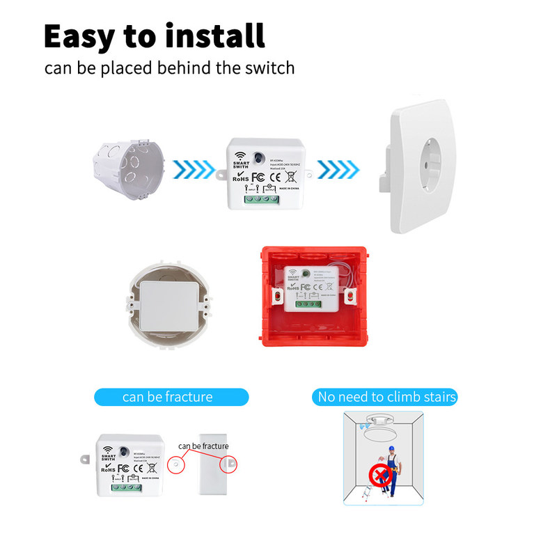 ABS Wireless Remote Control Switch 86*86*32mm Für einfache Bedienung keine Batterie benötigt mehrere Steuerszenenoptionen.
