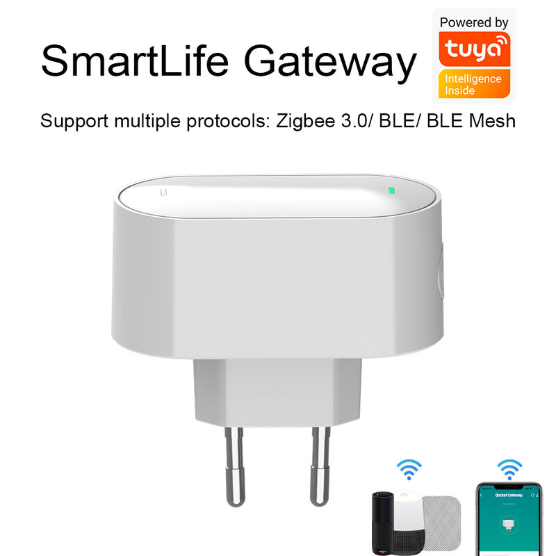 SIXWGH EU Plug-in Smart Life Gateway 3-in-1 Zigbee 3.0/BLE/BLE Mesh Hub 128+ Geräte Steuerung Alexa App Home Smart Home WiFi