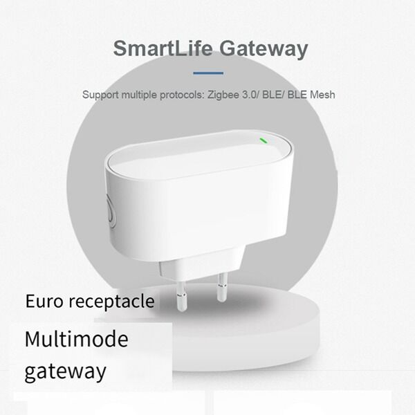 SIXWGH Tuya SmartLife Multi-Protocol Gateway Zigbee 3.0+ für + BLE Mesh Hub Wi-Fi funktioniert mit Alexa/Google Home EU Steckgeräte