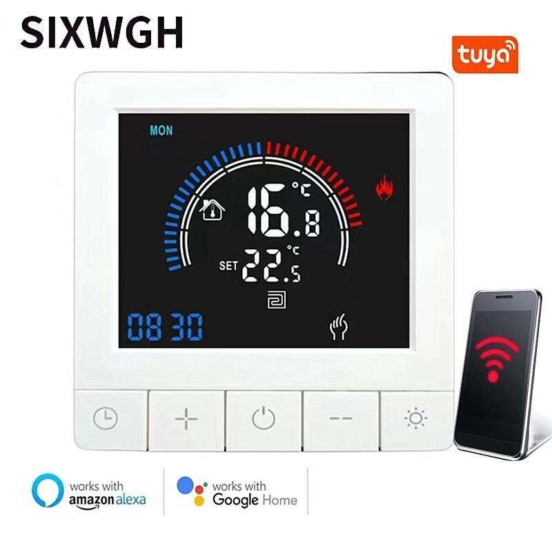 SIXWGH Tuya Smart Thermostat Wi-Fi App-Steuerung OLED-Display Schieberegler-Design Sprachsteuerung 7-Tage-Zeitplan 16A Last für Zuhause