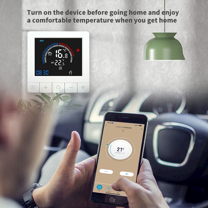 SIXWGH Tuya Smart Thermostat Wi-Fi App-Steuerung OLED-Display Schieberegler-Design Sprachsteuerung 7-Tage-Zeitplan 16A Last für Zuhause