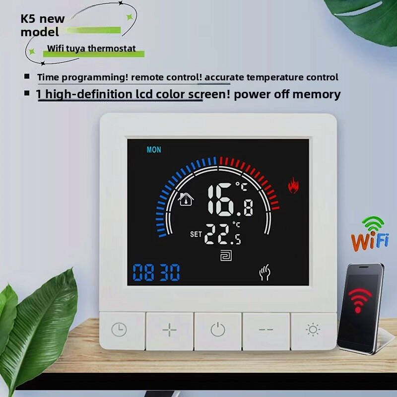 SIXWGH Tuya Smart Thermostat Wi-Fi App-Steuerung OLED-Display Schieberegler-Design Sprachsteuerung 7-Tage-Zeitplan 16A Last für Zuhause