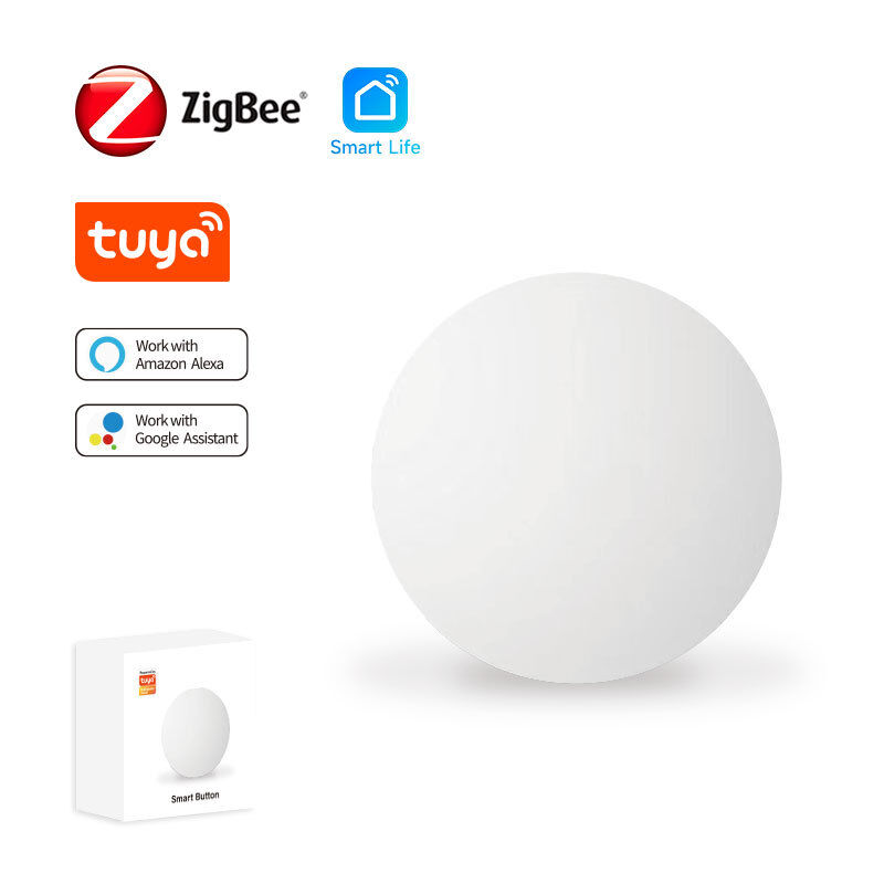 SIXWGH Tuya ZigBee Smart Button Schalter Drahtlose Fernbedienung Ein-Tasten-Multi-Szenen-Controller Kompatibel Android Smart Home