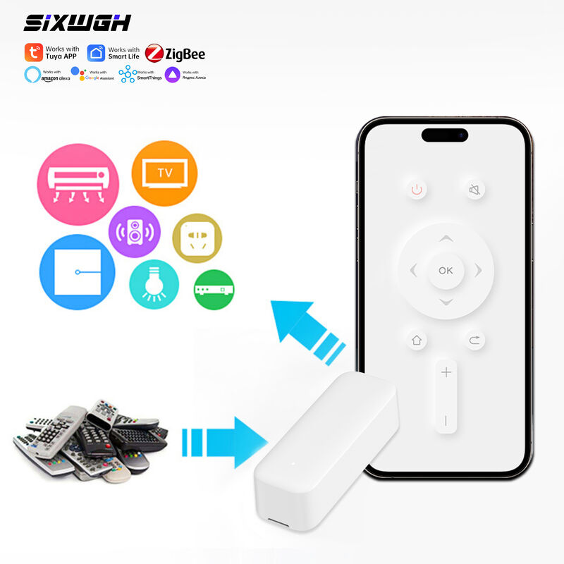 SIXWGH Universal Smart IR Fernbedienung mit Zigbee Hub Funktioniert mit Alexa & Google Home APP Hotel Nutzen Drehbares Design