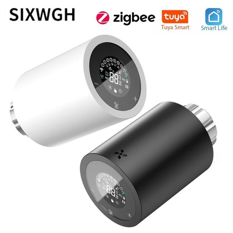 SIXWGH Tuya Zigbee & Wi-Fi Smart LCD Touchscreen Thermostatik Kühlerventil Programmierbare Temperaturkontrolle APP Stimme Eco Home