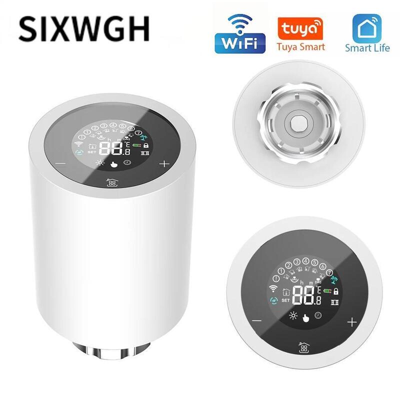 SIXWGH Tuya Zigbee & Wi-Fi Smart LCD Touchscreen Thermostatik Kühlerventil Programmierbare Temperaturkontrolle APP Stimme Eco Home