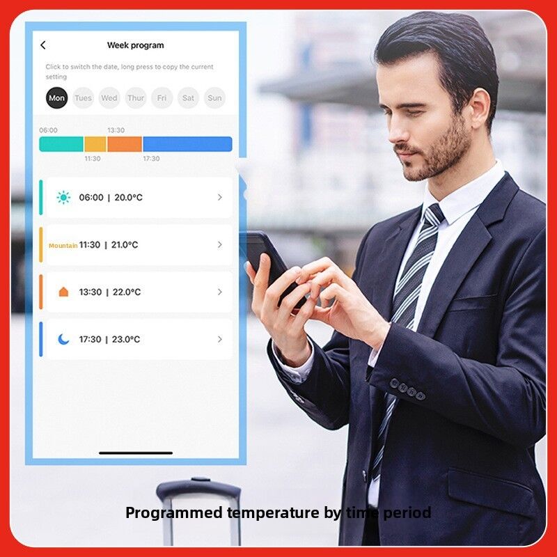 SIXWGH Tuya Zigbee & Wi-Fi Smart LCD Touchscreen Thermostatik Kühlerventil Programmierbare Temperaturkontrolle APP Stimme Eco Home