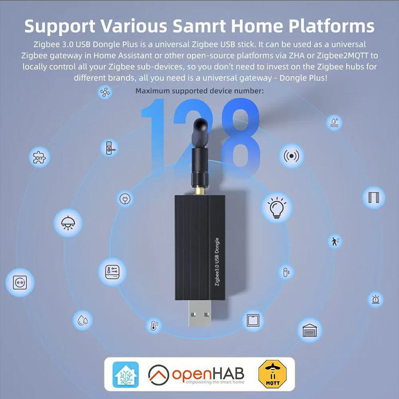 SIXWGH Zigbee 3.0 USB Dongle Plus Universelles Smart Home Gateway mit +20dBm Verstärkung für Home Assistant Zigbee2MQTT, OpenHAB