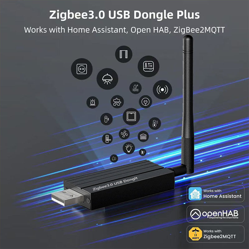 SIXWGH Zigbee 3.0 USB Dongle Plus Universelles Smart Home Gateway mit +20dBm Verstärkung für Home Assistant Zigbee2MQTT, OpenHAB