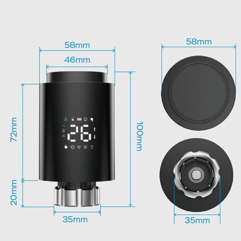 SIXWGH Zigbee 3.0 Smart Thermostatic Radiator Valve (TRV) Alexa/Google Assistant Tuya App 7-Tage programmierbare drahtlose Heizung