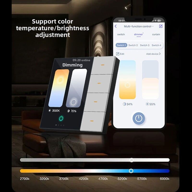 SIXWGH Smart Life Smart Touch Wand Schalter 4-fach WiFi Zigbee Panel Radar Sensor Bunt Individuell Luxus Haus Hotel Büro