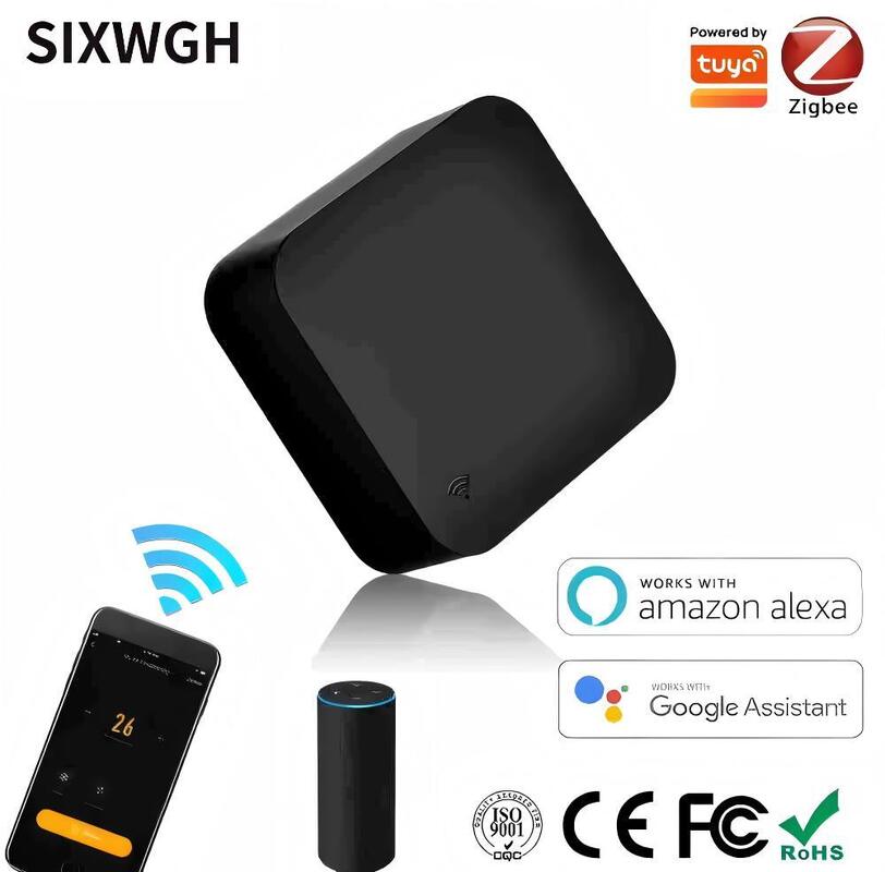 SIXWGH Tuya Smart Fernbedienung US/EU/PL Alexa Google Home Kompatibel 360° Abdeckung FCC Zertifiziert Zigbee Smart IR Fernbedienung 5V WiFi
