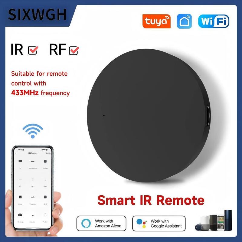 SIXWGH Universelle Smart Fernbedienung Wi-Fi IR + RF Alexa Google Home Sprachsteuerung 433/315MHz für TV Ventilator Tuya Smart Life App