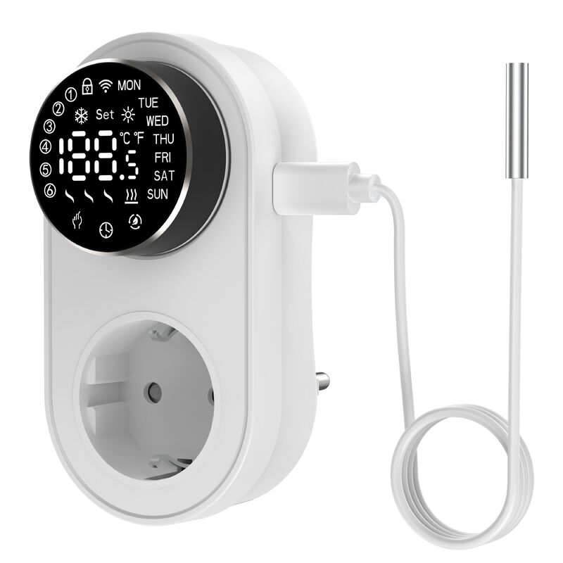 Intelligenter Dual-Mode 16A 100-240V Temperaturregler Alexa/WLAN-Konnektivität LED-Drehknopf Temperatur-Alarm für Steckdose