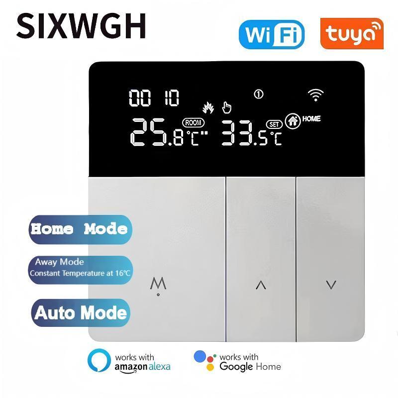 SIXWGH Smart WiFi Thermostat Tuya App Sprachsteuerung 16A Lade-LCD Programmierbarer Temperaturcontroller für Hotels mit elektrischem Boden