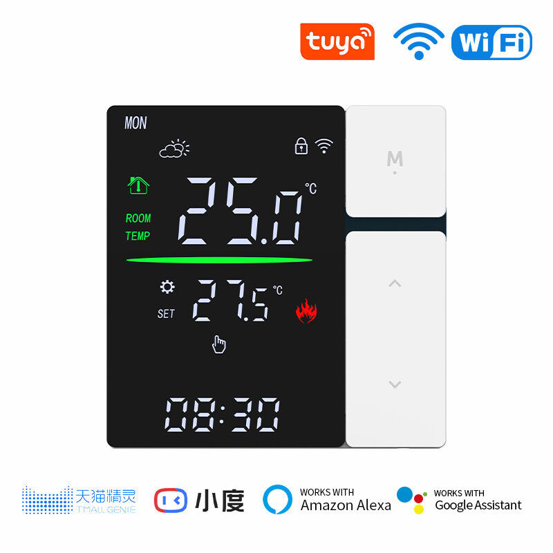 SIXWGH Intelligenter WLAN-Thermostat-Regler für Warmwasserheizung, LED-Touchscreen-Temperaturregelung, elektrische Fußboden-/Wandheizung für Wohnmobile und Garagen