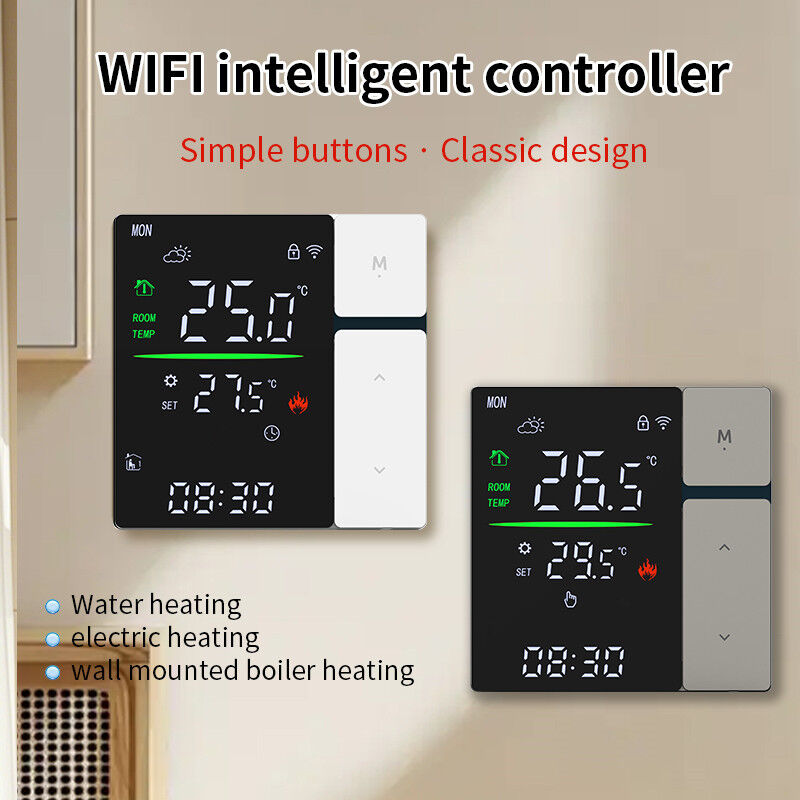 SIXWGH Intelligenter WLAN-Thermostat-Regler für Warmwasserheizung, LED-Touchscreen-Temperaturregelung, elektrische Fußboden-/Wandheizung für Wohnmobile und Garagen