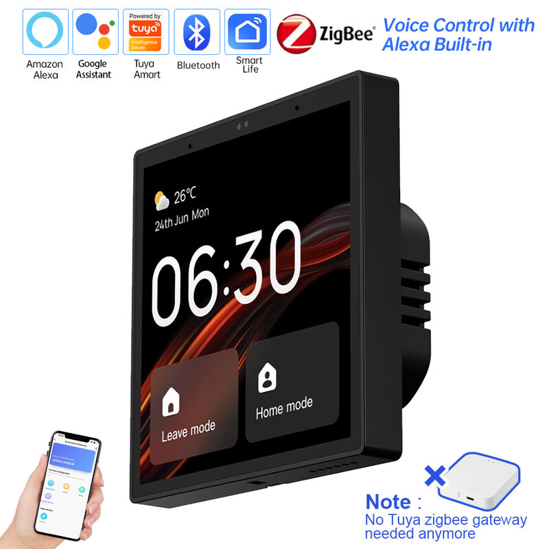 SIXWGH 4-Zoll-Touchscreen-Smart-Home-Steuerung Alexa Tuya Gateway eingebaut Zigbee 3.0 Hub Sprachsteuerung Wandmontiert AIoT