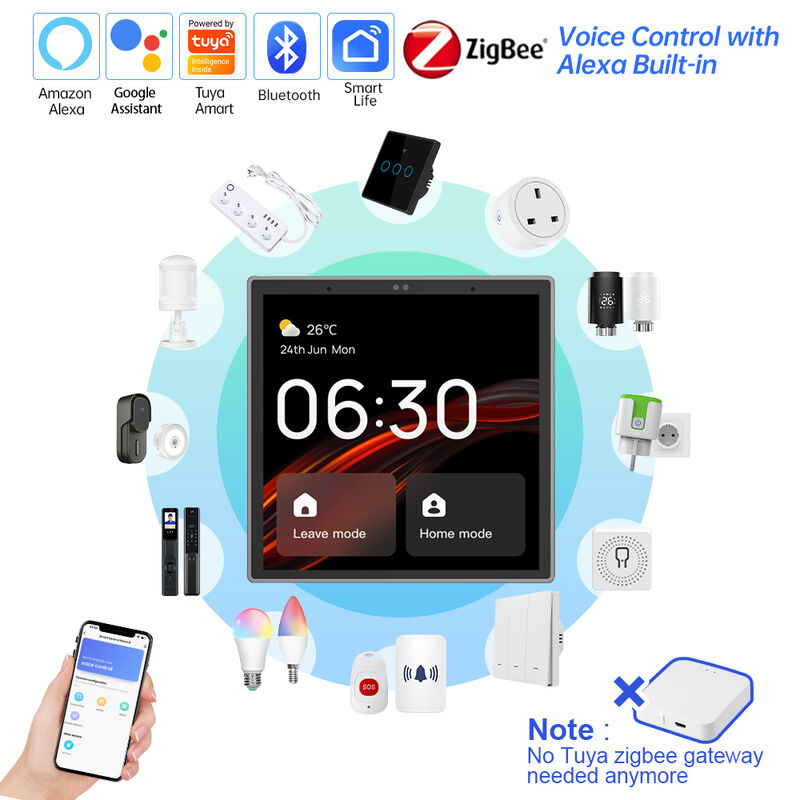SIXWGH 4-Zoll-Touchscreen-Smart-Home-Steuerung Alexa Tuya Gateway eingebaut Zigbee 3.0 Hub Sprachsteuerung Wandmontiert AIoT