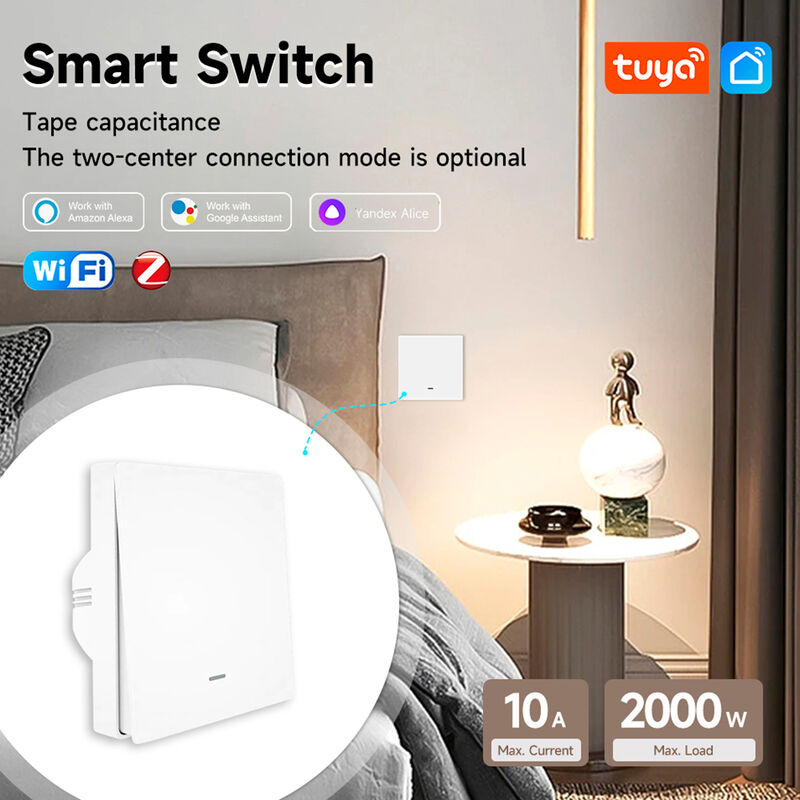 Tuya WiFi Smart Wall Switch – 1/2/3 Gang Touch Control, Voice & App Remote, Timer Function, Multi-Control Association, Neutral Wire Required, 10A 2000W, Works with Alexa Google Home Yandex Alice