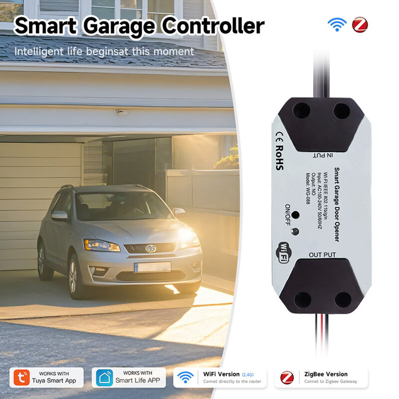 Smart Garage Door Controller – Tuya WiFi/ZigBee Garage Door Opener Module, APP Remote Control, Voice Command with Alexa & Google Home, Timing & Historical Record, Easy Installation with Door Sensor